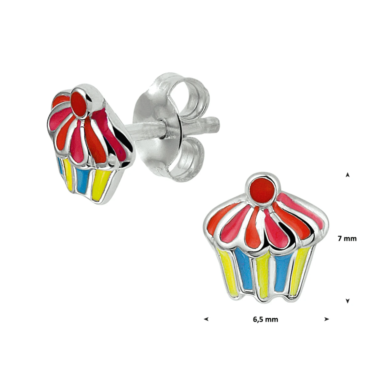 oorknoppen cupcake zilver gerhodineerd