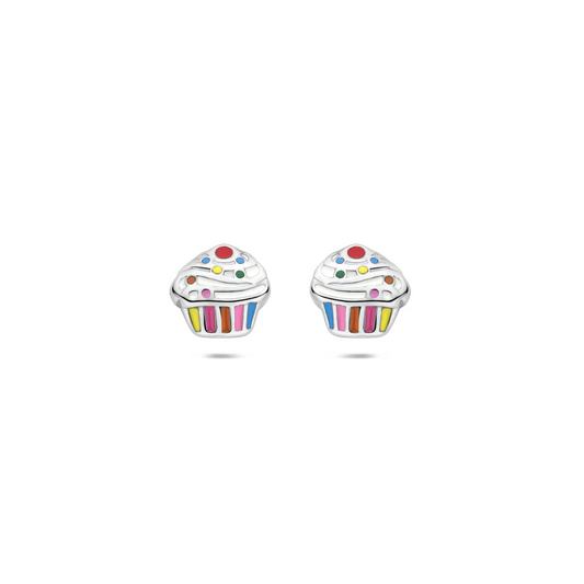 oorknoppen cupcake zilver gerhodineerd