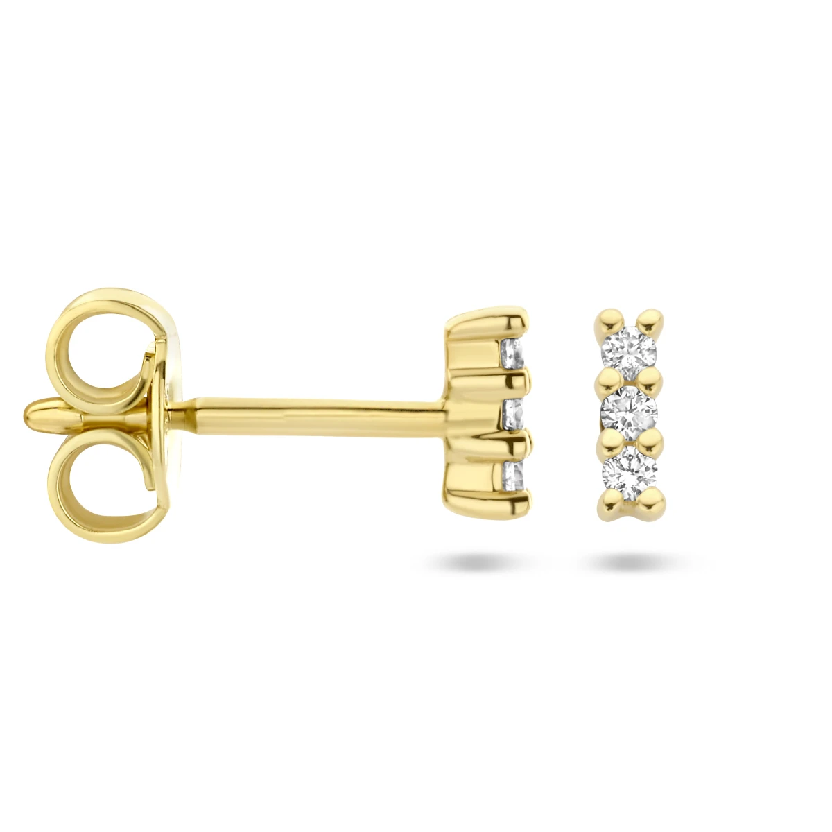 oorknoppen diamant 0.05ct (2x 0.025ct) h p1 14K geelgoud