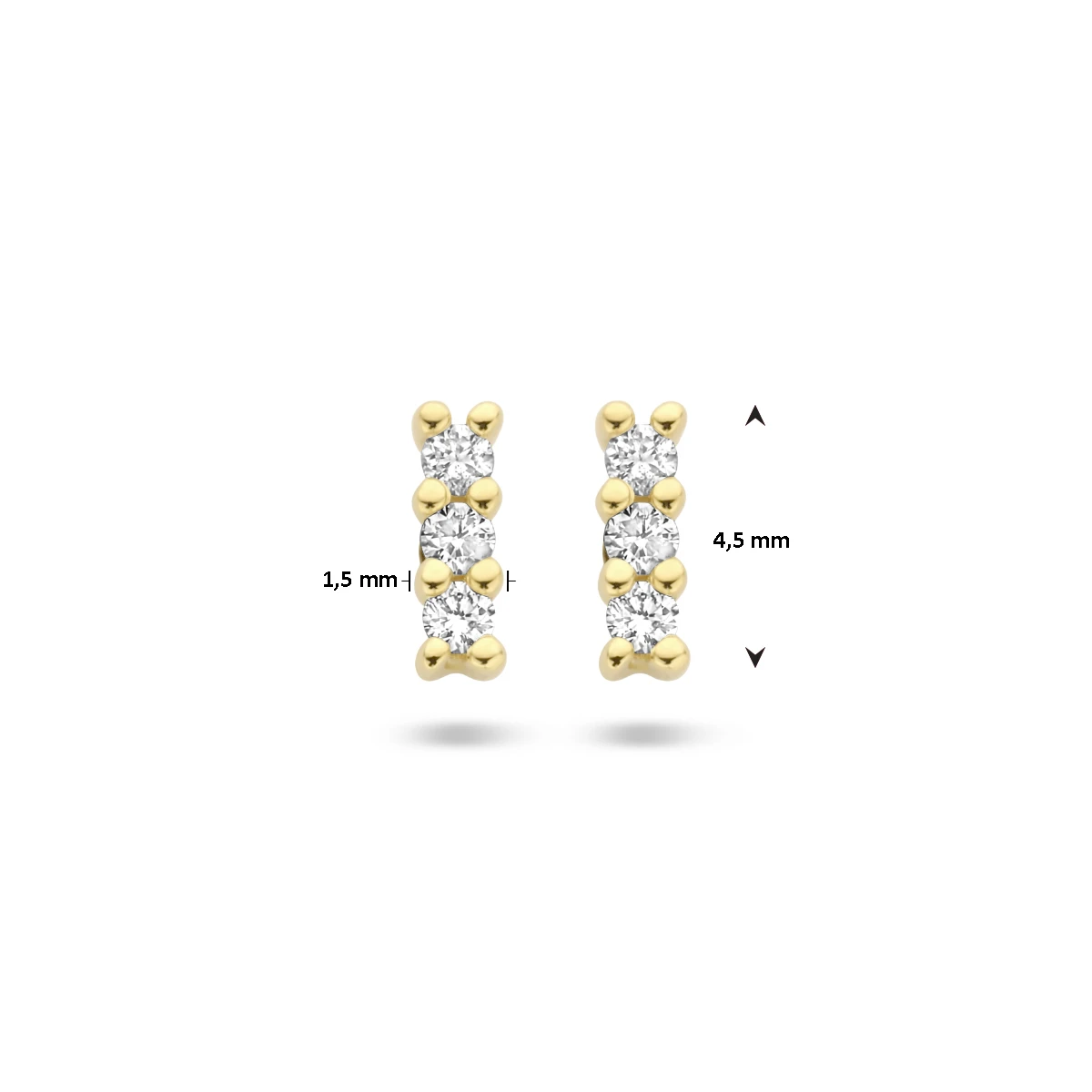 oorknoppen diamant 0.05ct (2x 0.025ct) h p1 14K geelgoud
