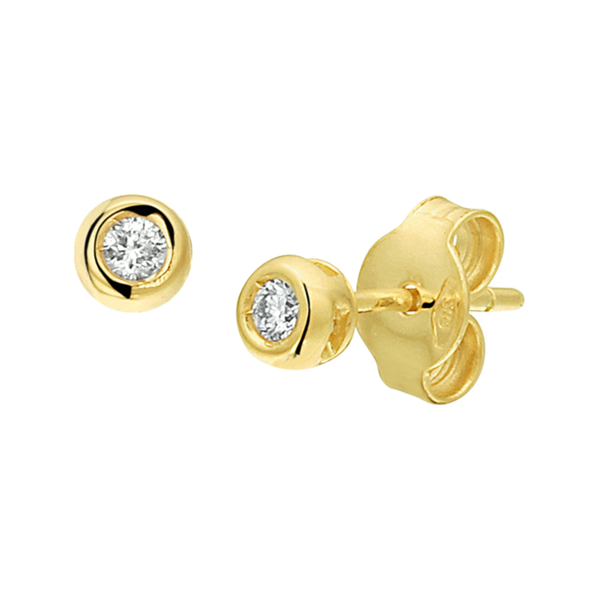 oorknoppen diamant h si 14K geelgoud