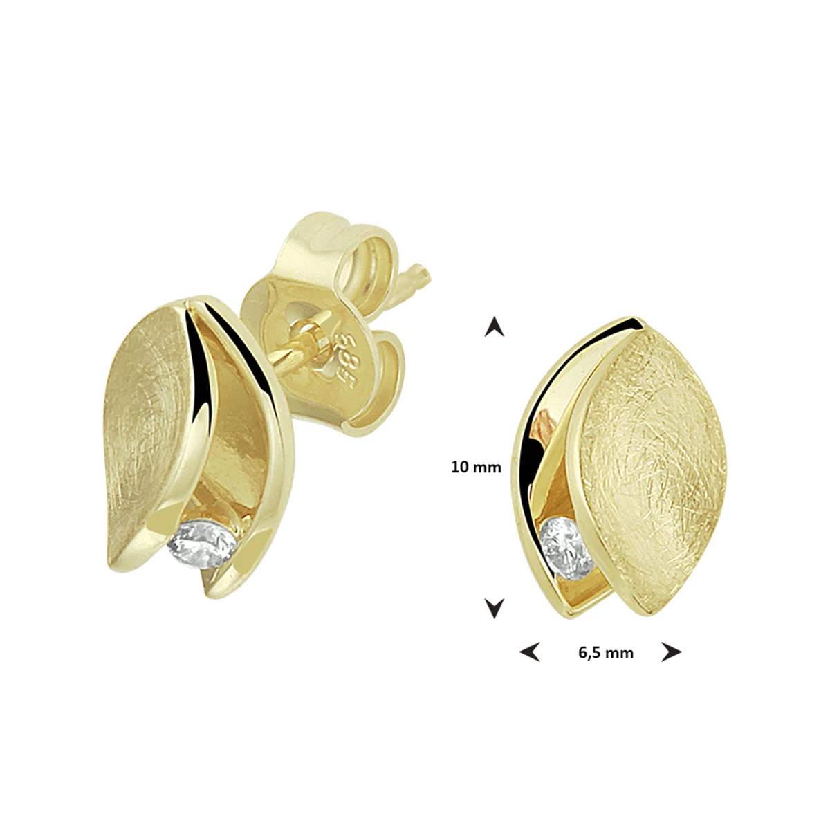 oorknoppen diamant 0.07ct (2x 0.035ct) h si 14K geelgoud