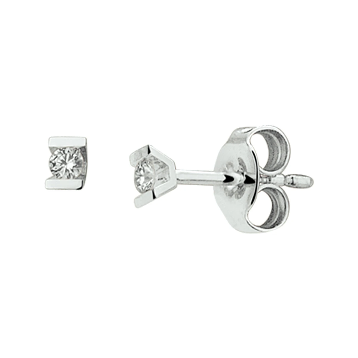 oorknoppen diamant 0.08ct (2x0.04ct) h si 14K witgoud