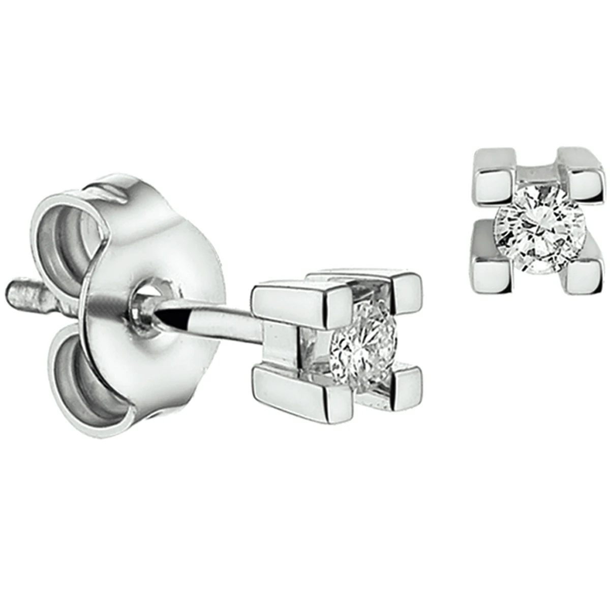 oorknoppen diamant 0.10ct (2x 0.05ct) h si 14K witgoud
