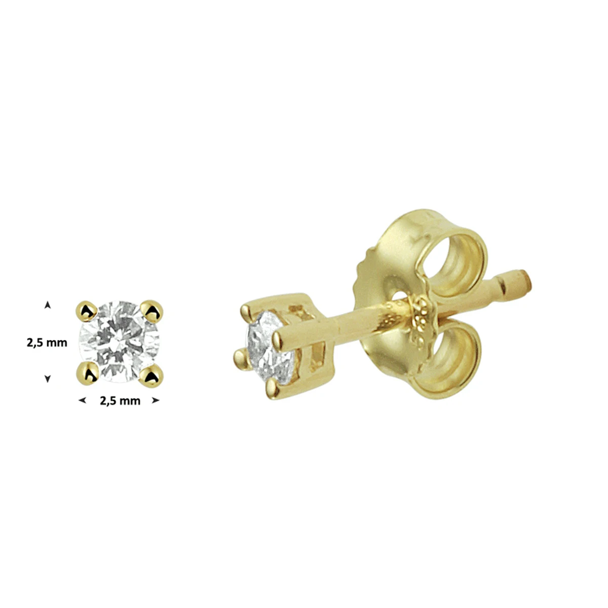 oorknoppen diamant h si 14K geelgoud