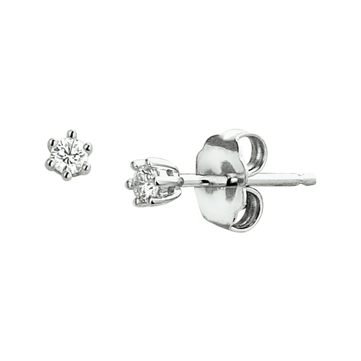oorknoppen diamant 0.10ct (2x0.05ct) h si 14K witgoud