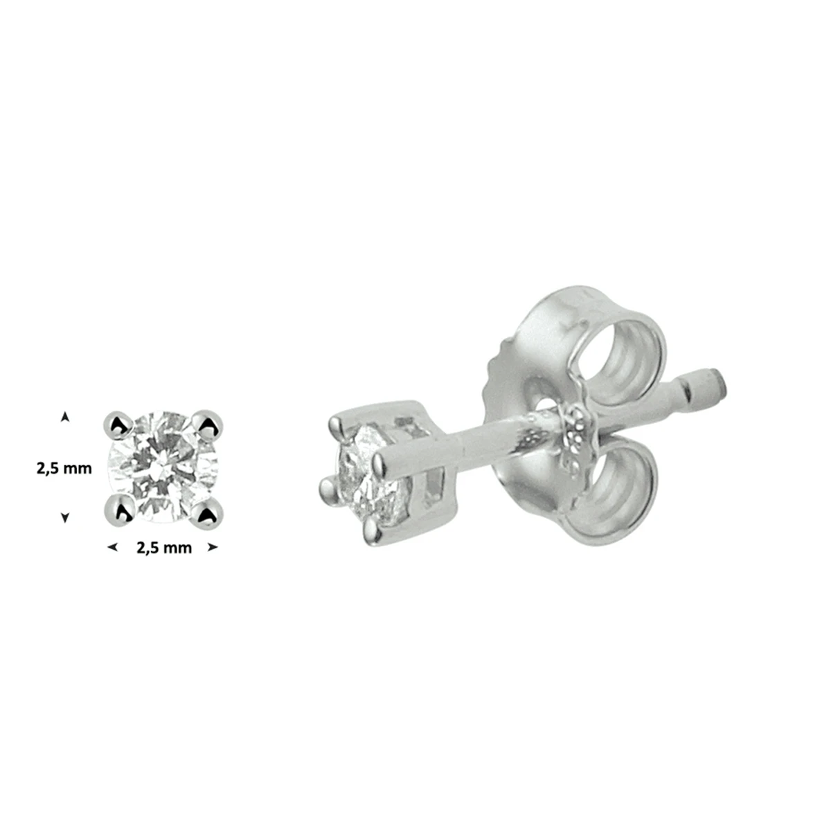 oorknoppen diamant h si 14K witgoud