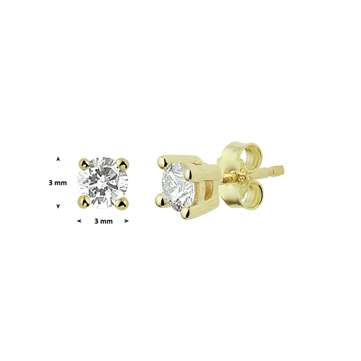 oorknoppen diamant h si 14K geelgoud