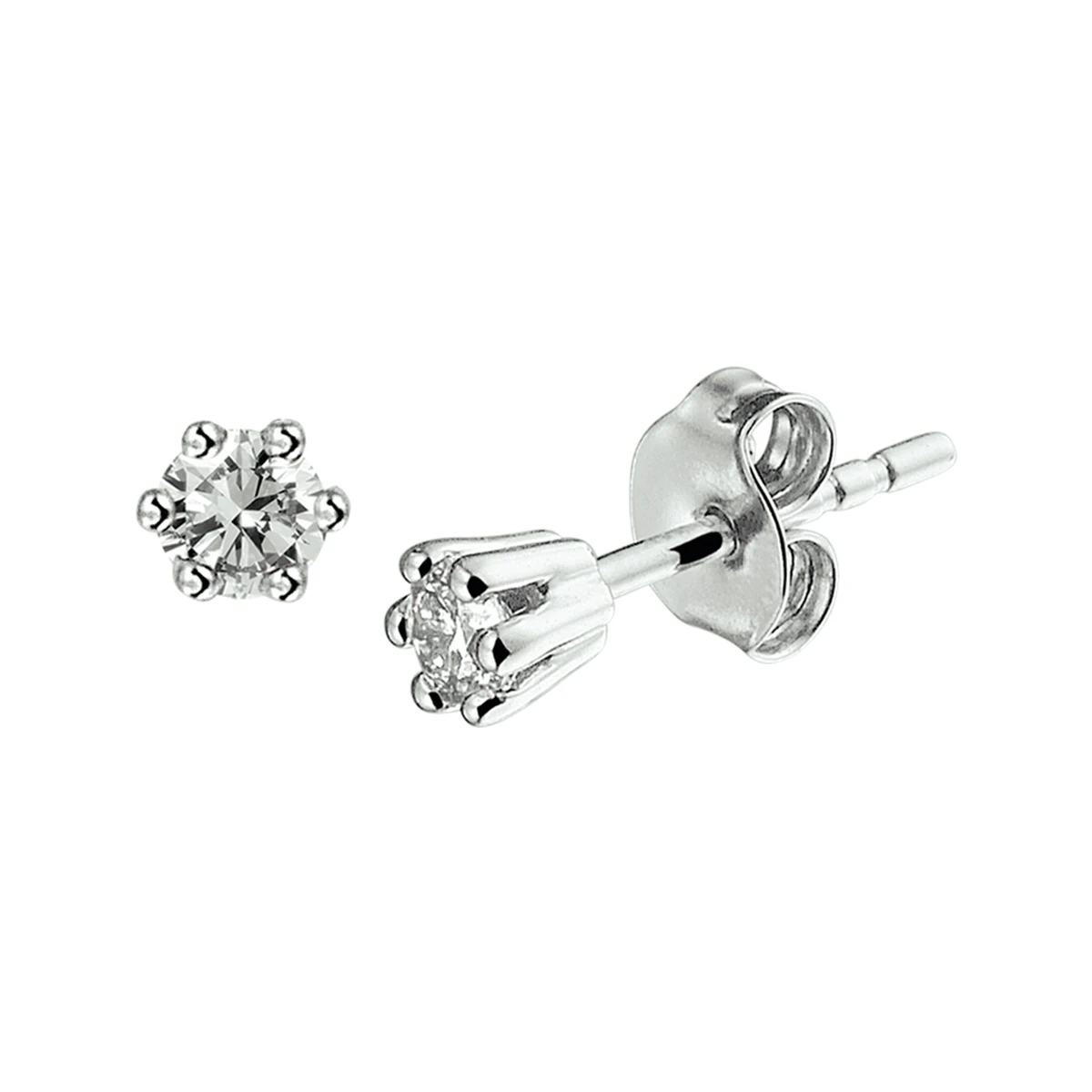 oorknoppen diamant 0.20ct (2x0.10ct) h si 14K witgoud