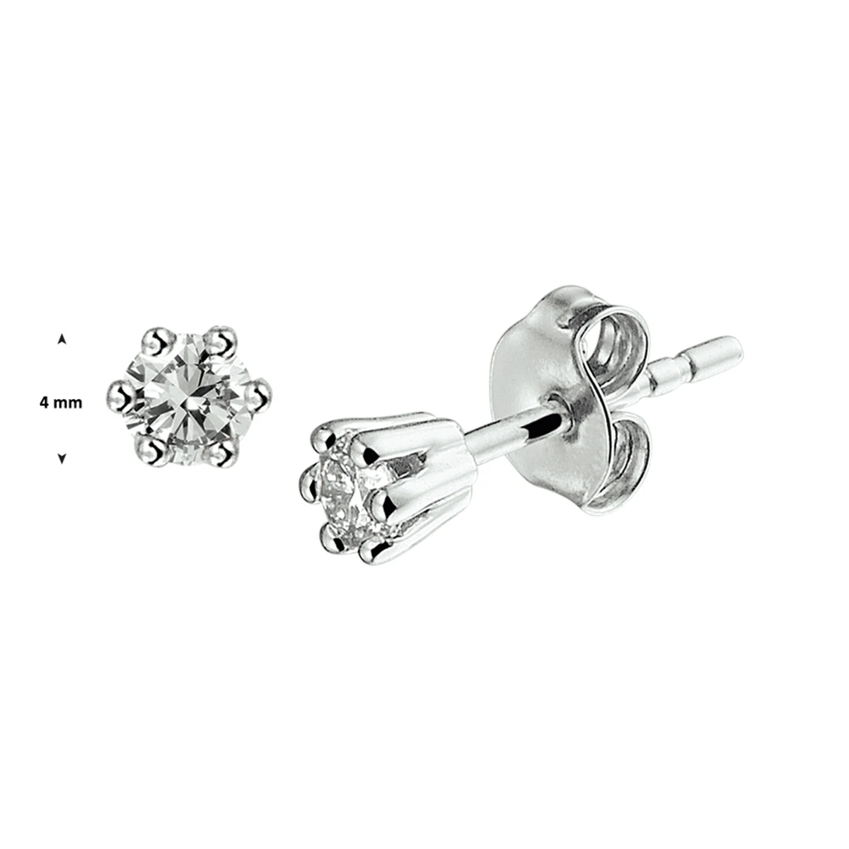oorknoppen diamant 0.20ct (2x0.10ct) h si 14K witgoud