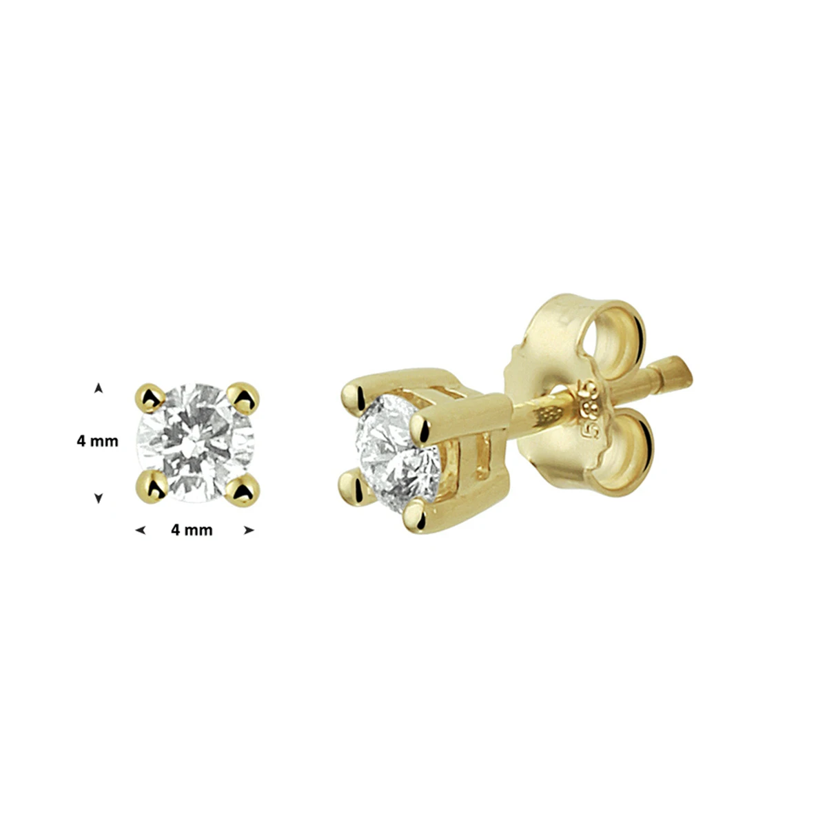 oorknoppen diamant 0.40ct (2x0.20ct) h si 14K geelgoud