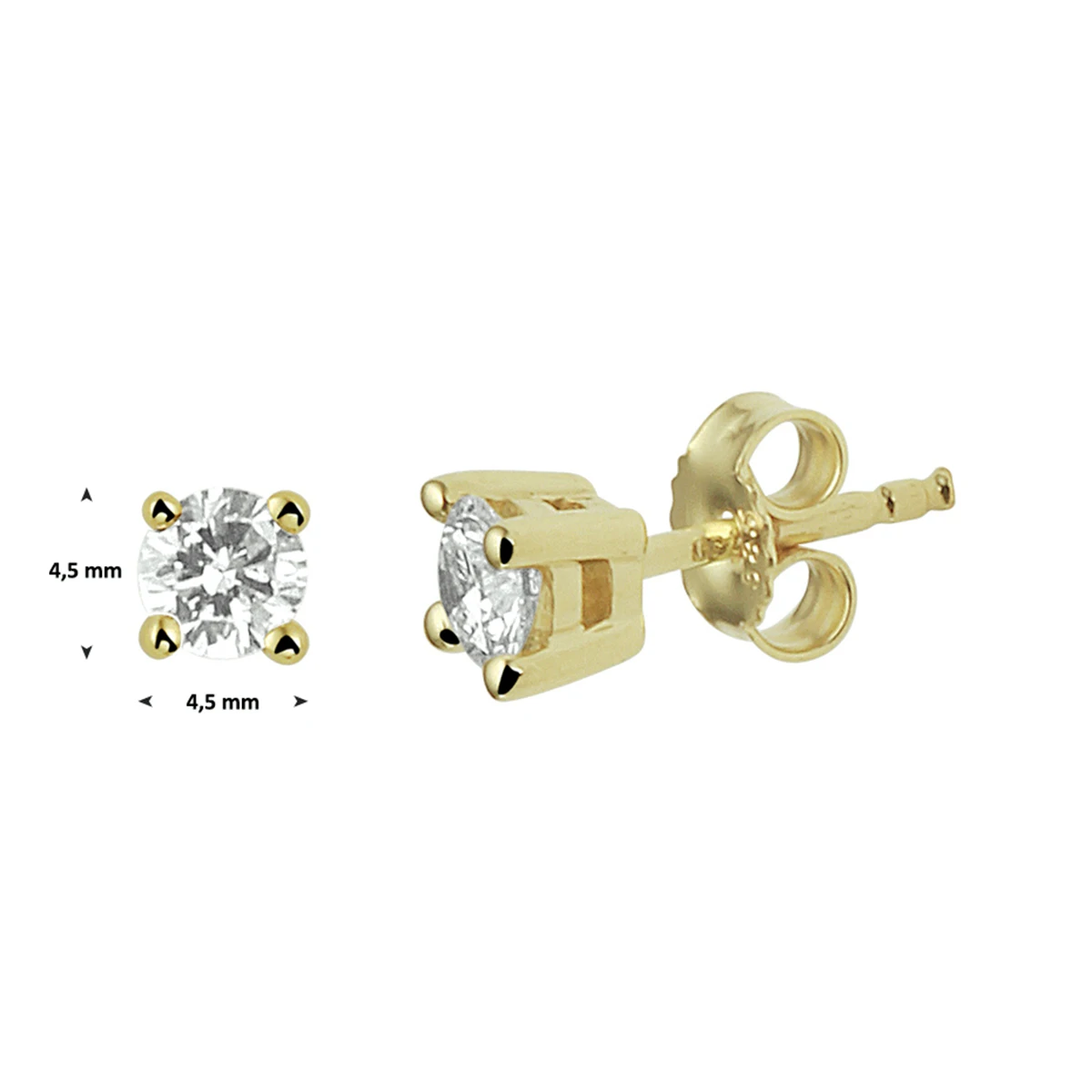 oorknoppen diamant 0.50ct (2x0.25ct) h si 14K geelgoud