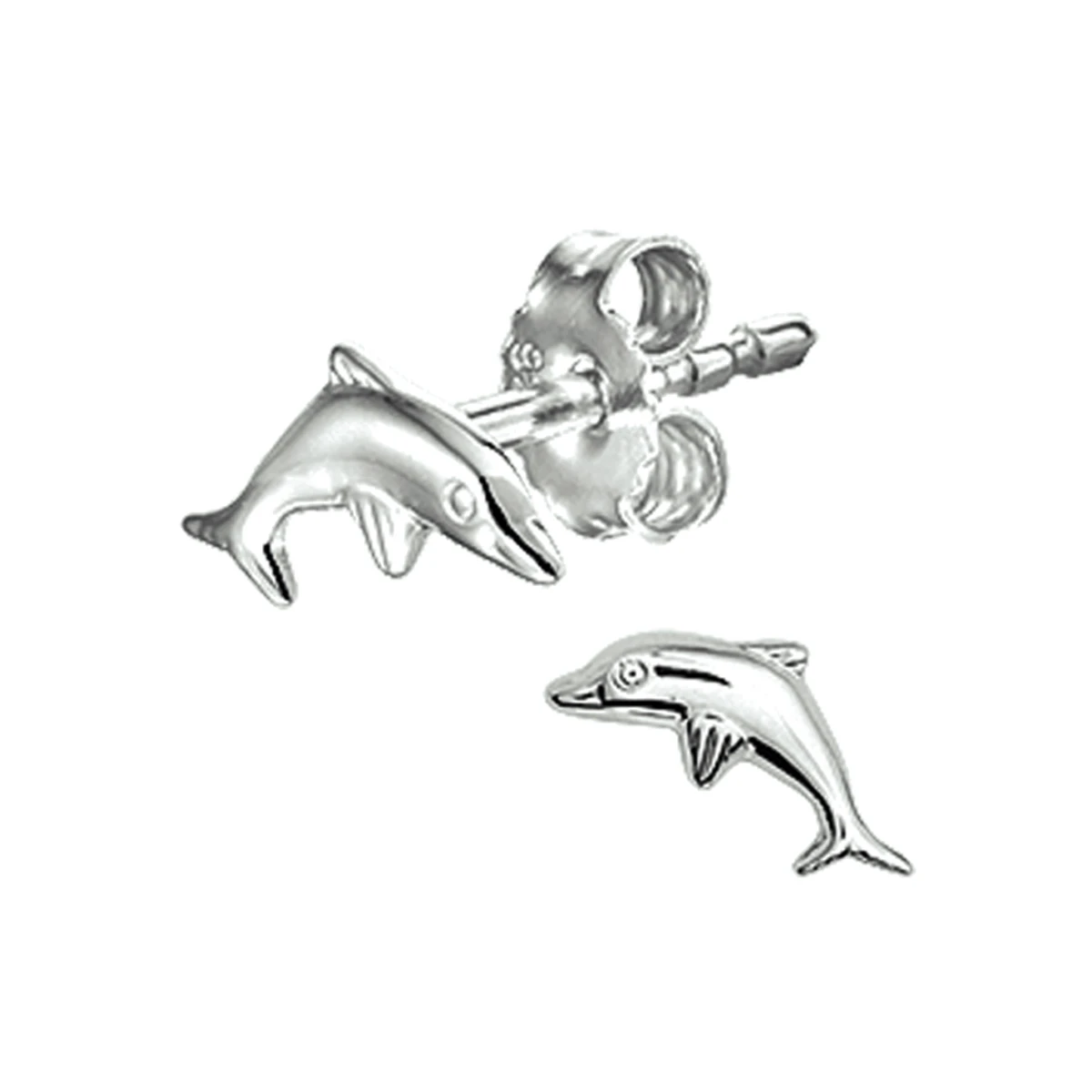 oorknoppen dolfijn 8 mm zilver gerhodineerd