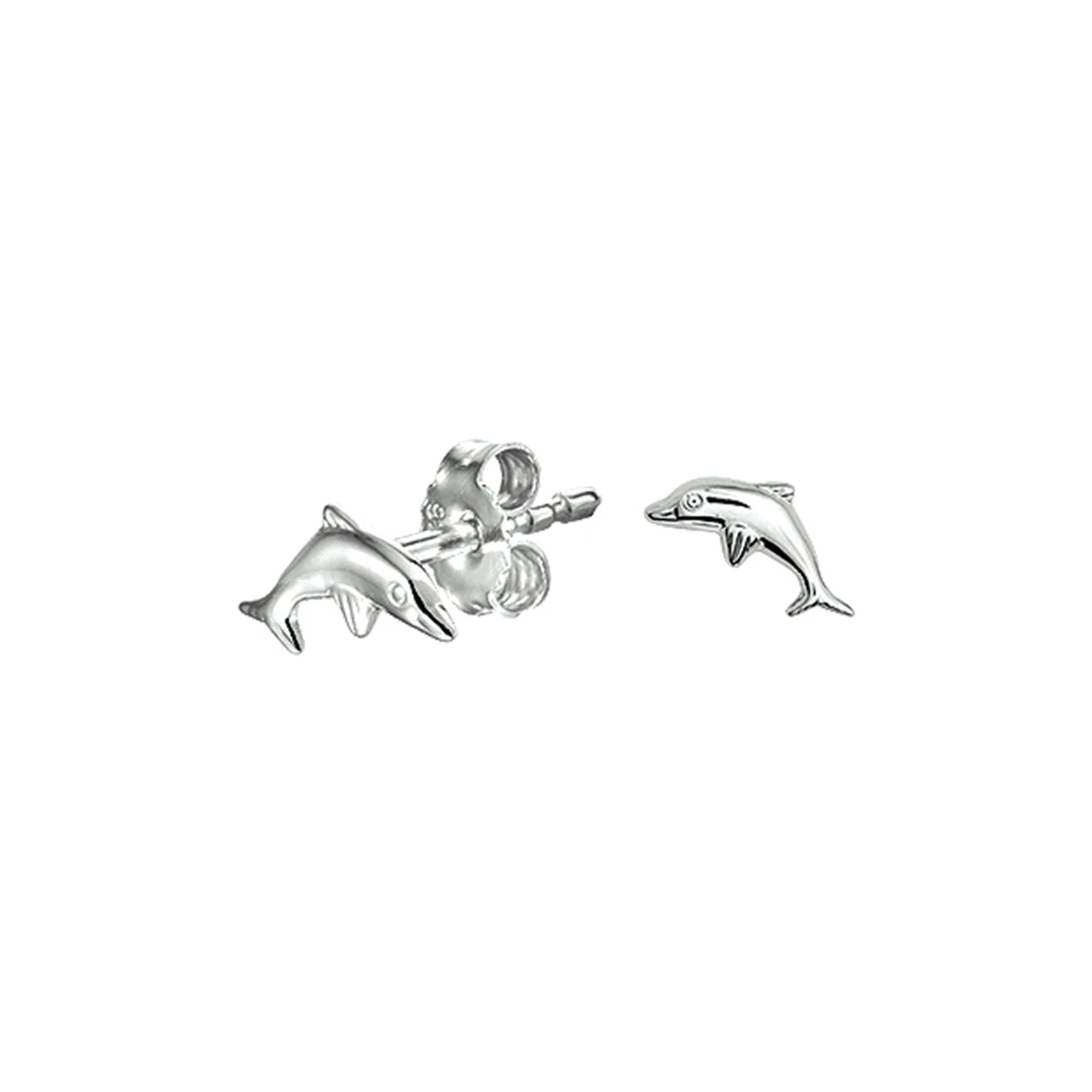 oorknoppen dolfijn 8 mm zilver gerhodineerd