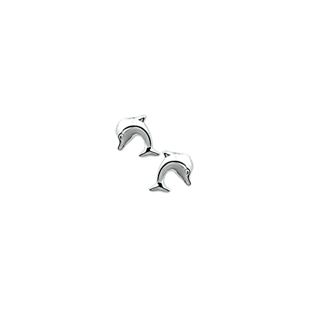 oorknoppen dolfijn 9,5 mm zilver gerhodineerd