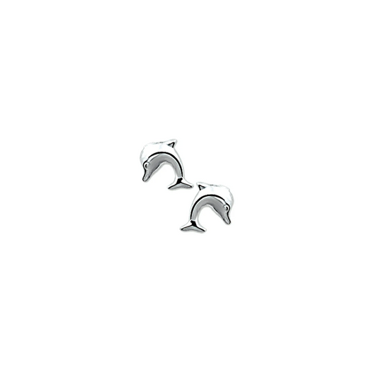 oorknoppen dolfijn 9,5 mm zilver gerhodineerd