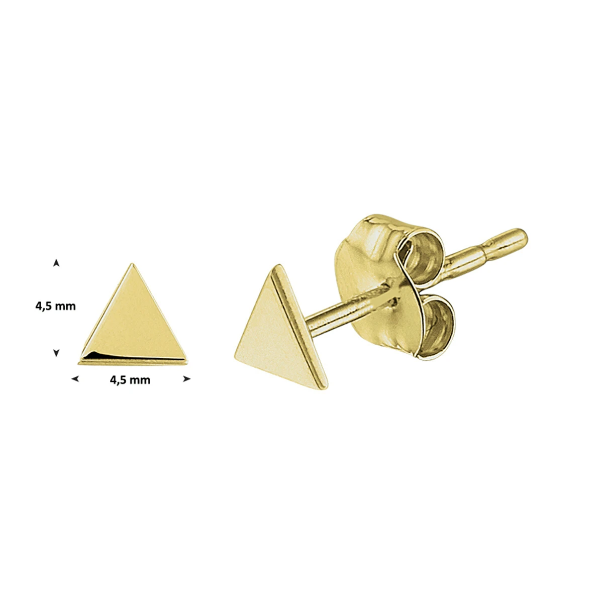 oorknoppen driehoek 4 mm 14K geelgoud