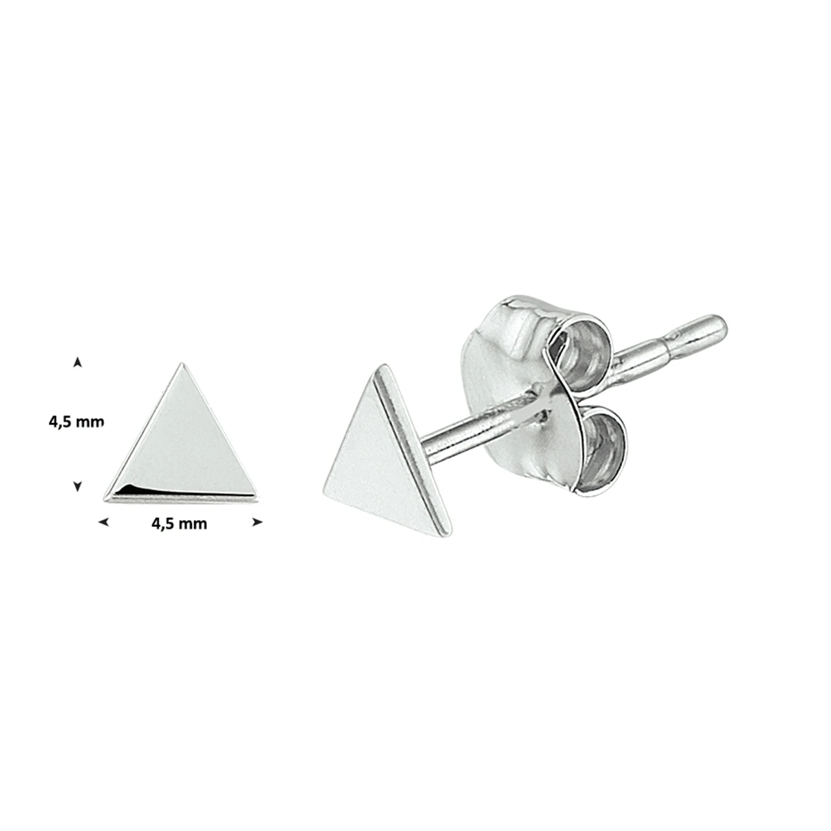 oorknoppen driehoek 4 mm 14K witgoud