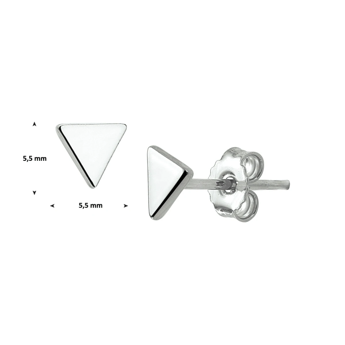 oorknoppen driehoek 5 mm zilver gerhodineerd