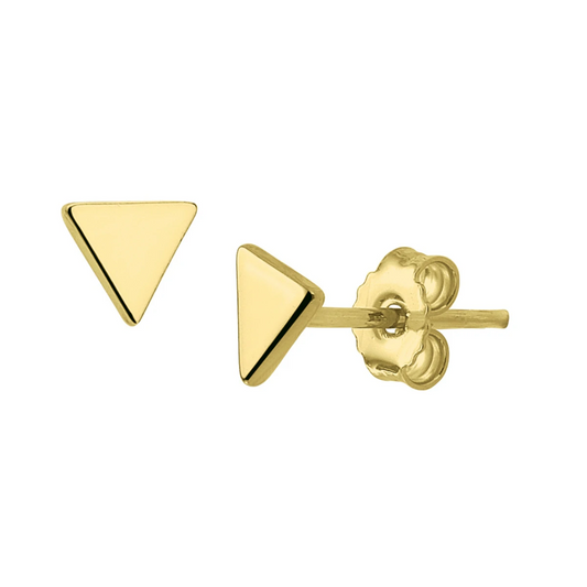 oorknoppen driehoek 5 mm zilver verguld (geel)