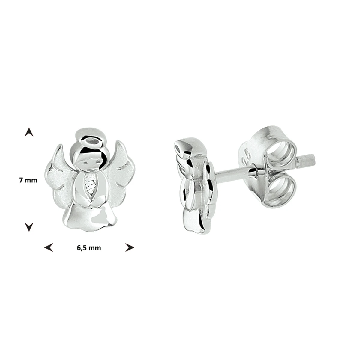 oorknoppen engel zilver gerhodineerd