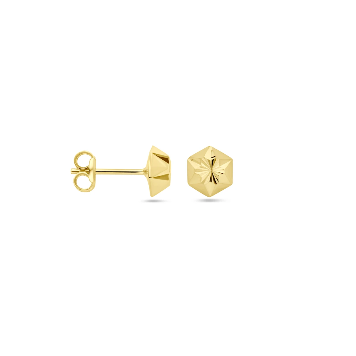 oorknoppen gediamanteerd 14K geelgoud
