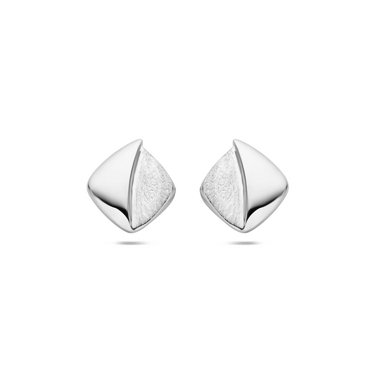 oorknoppen gescratcht poli/mat zilver gerhodineerd