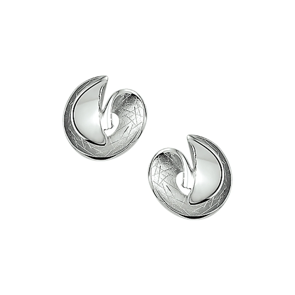 oorknoppen gescratcht zilver gerhodineerd