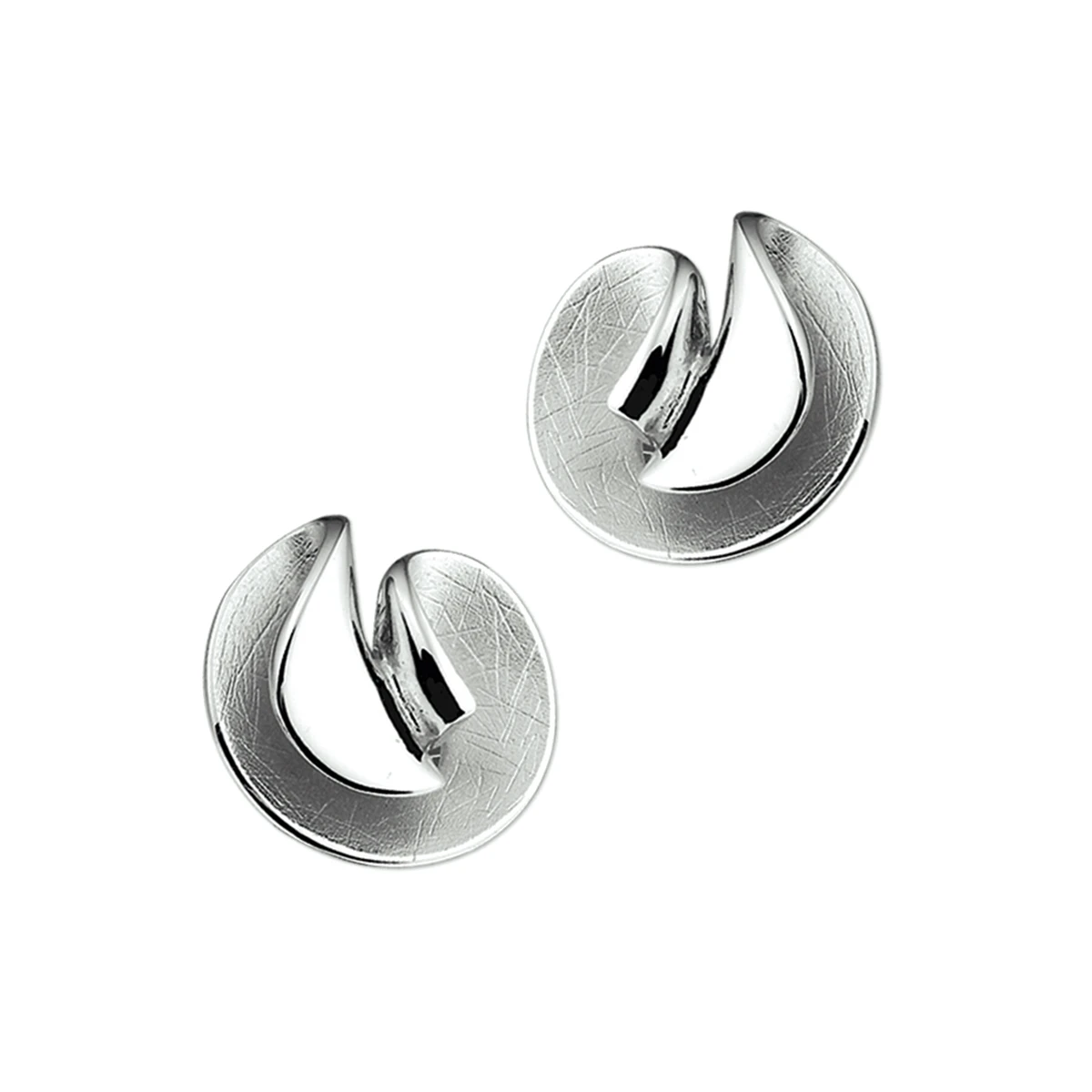oorknoppen gescratcht zilver gerhodineerd