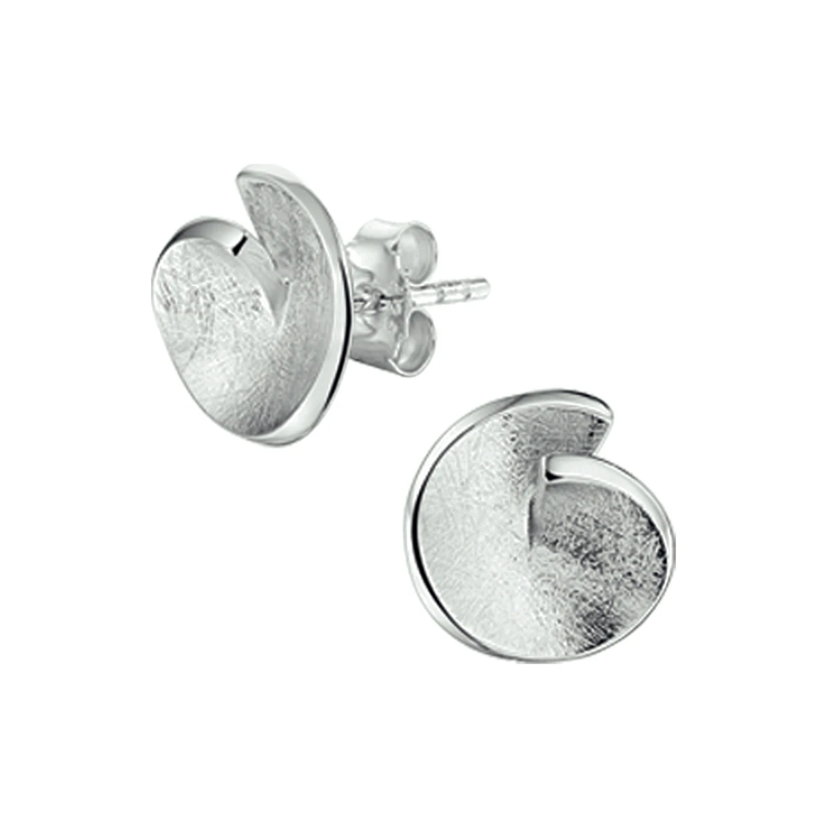 oorknoppen gescratcht zilver gerhodineerd