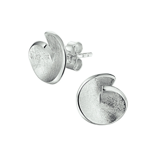 oorknoppen gescratcht zilver gerhodineerd
