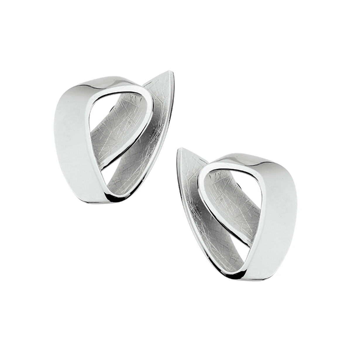 oorknoppen gescratcht zilver gerhodineerd