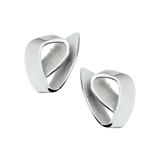 oorknoppen gescratcht zilver gerhodineerd