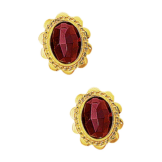 oorknoppen granaat 14K geelgoud