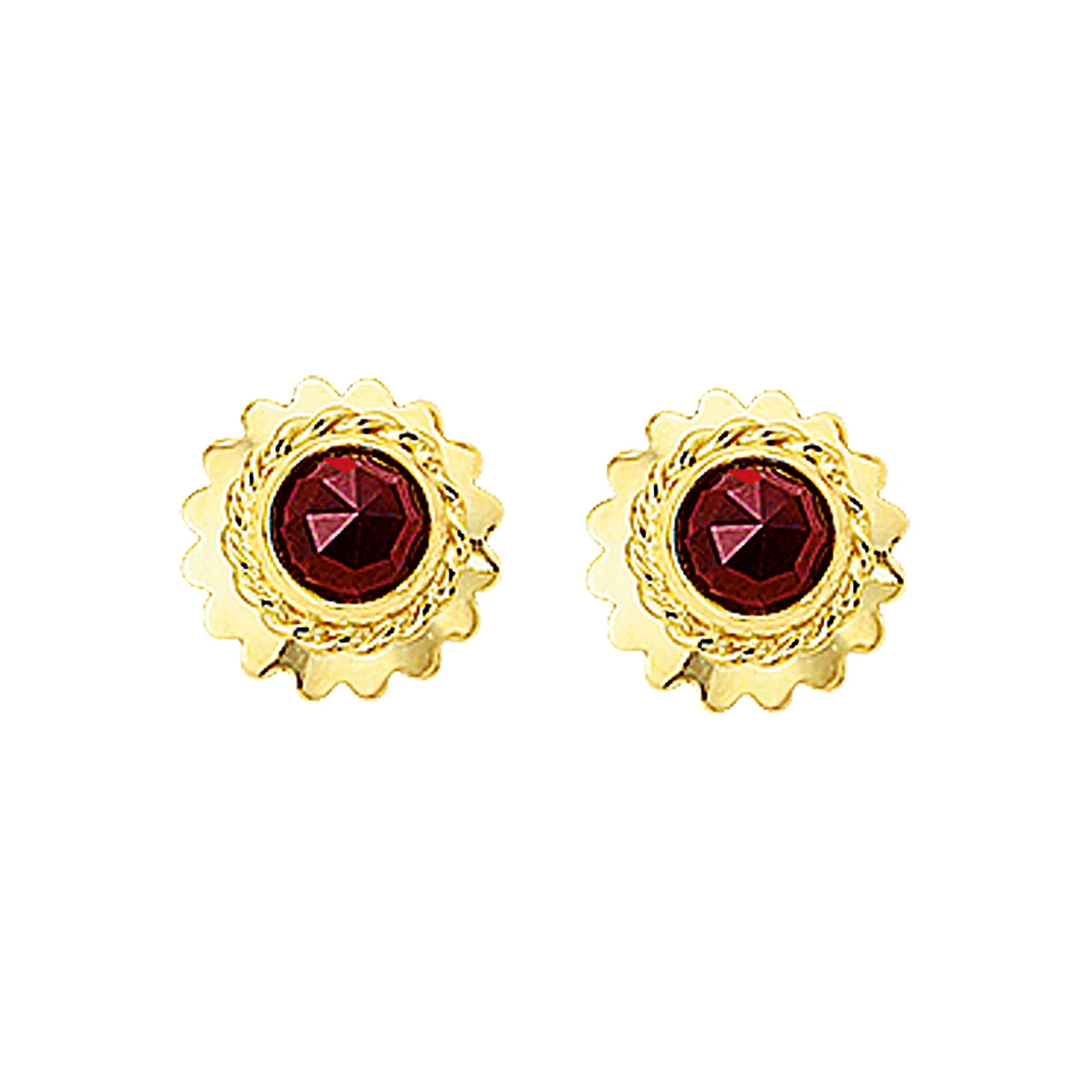 oorknoppen granaat 14K geelgoud