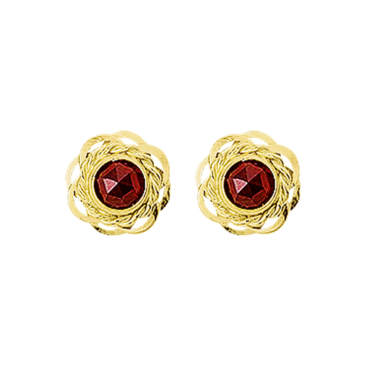 oorknoppen granaat 14K geelgoud