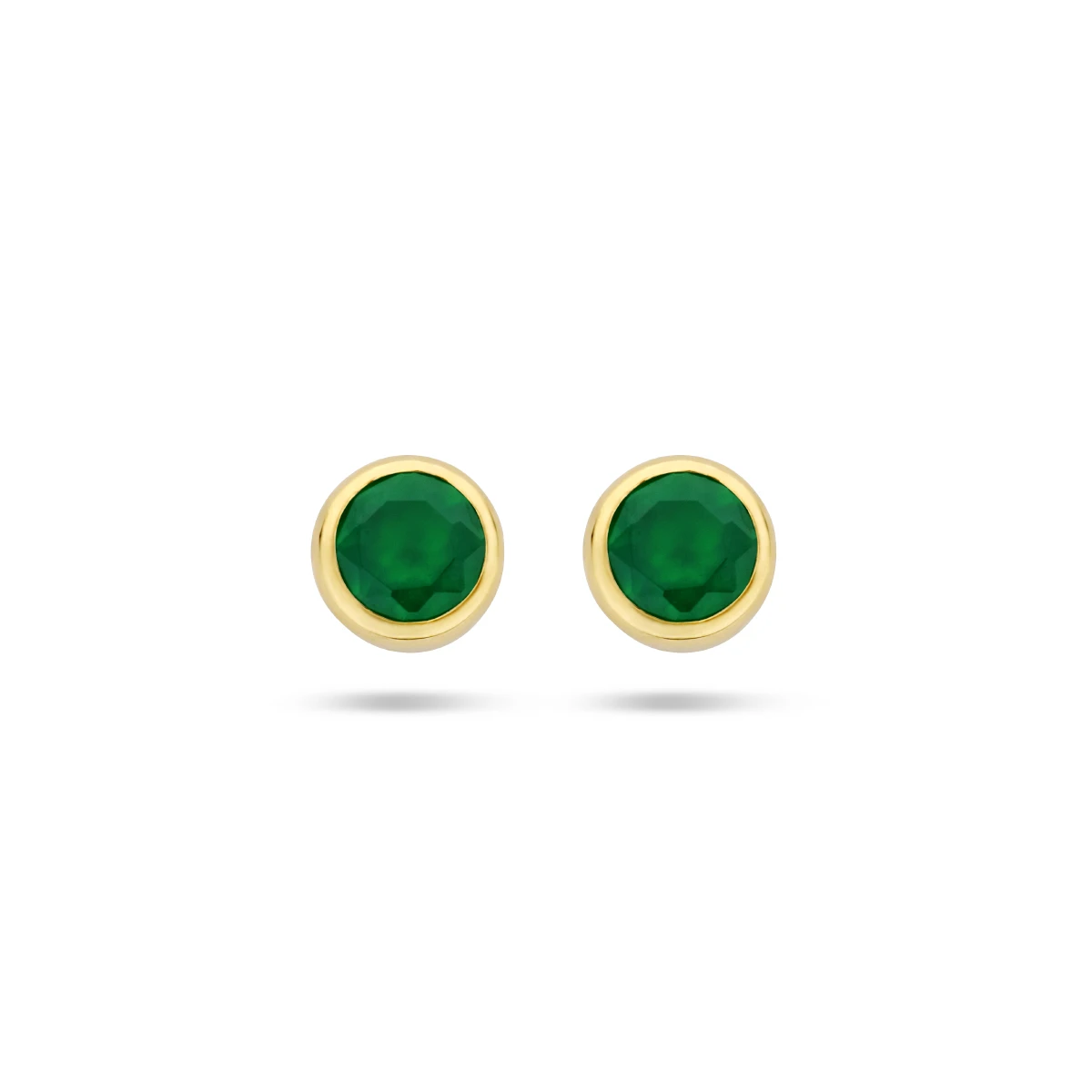 oorknoppen groen agaat 4,5 mm 14K geelgoud