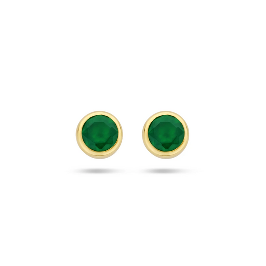 oorknoppen groen agaat 4,5 mm 14K geelgoud