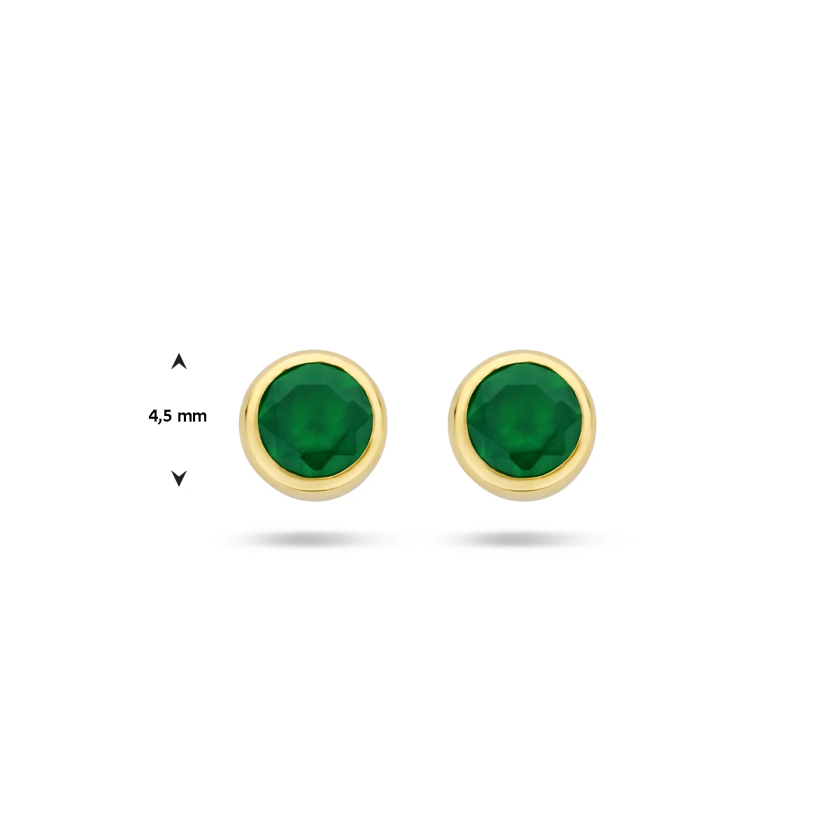 oorknoppen groen agaat 4,5 mm 14K geelgoud