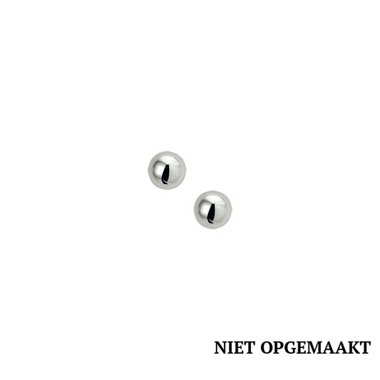 oorknoppen half-bol zilver gerhodineerd