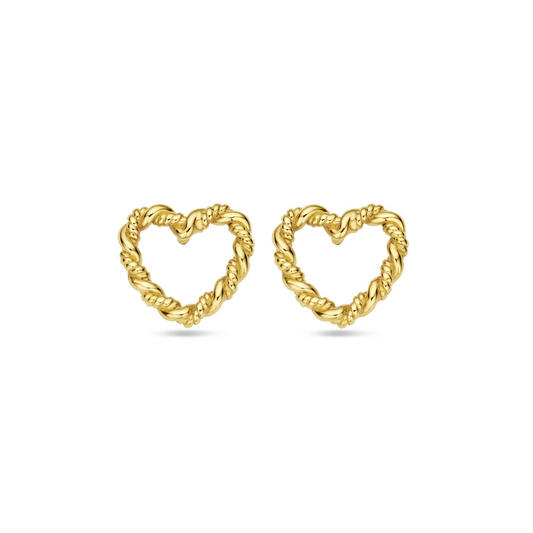 oorknoppen hart 10 mm 14K geelgoud