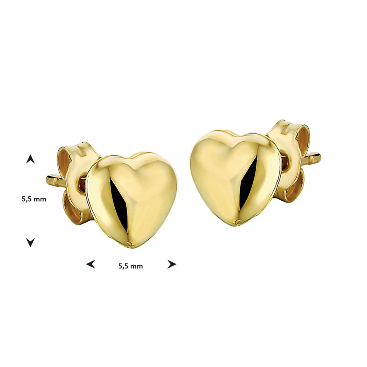 oorknoppen hart 14K geelgoud