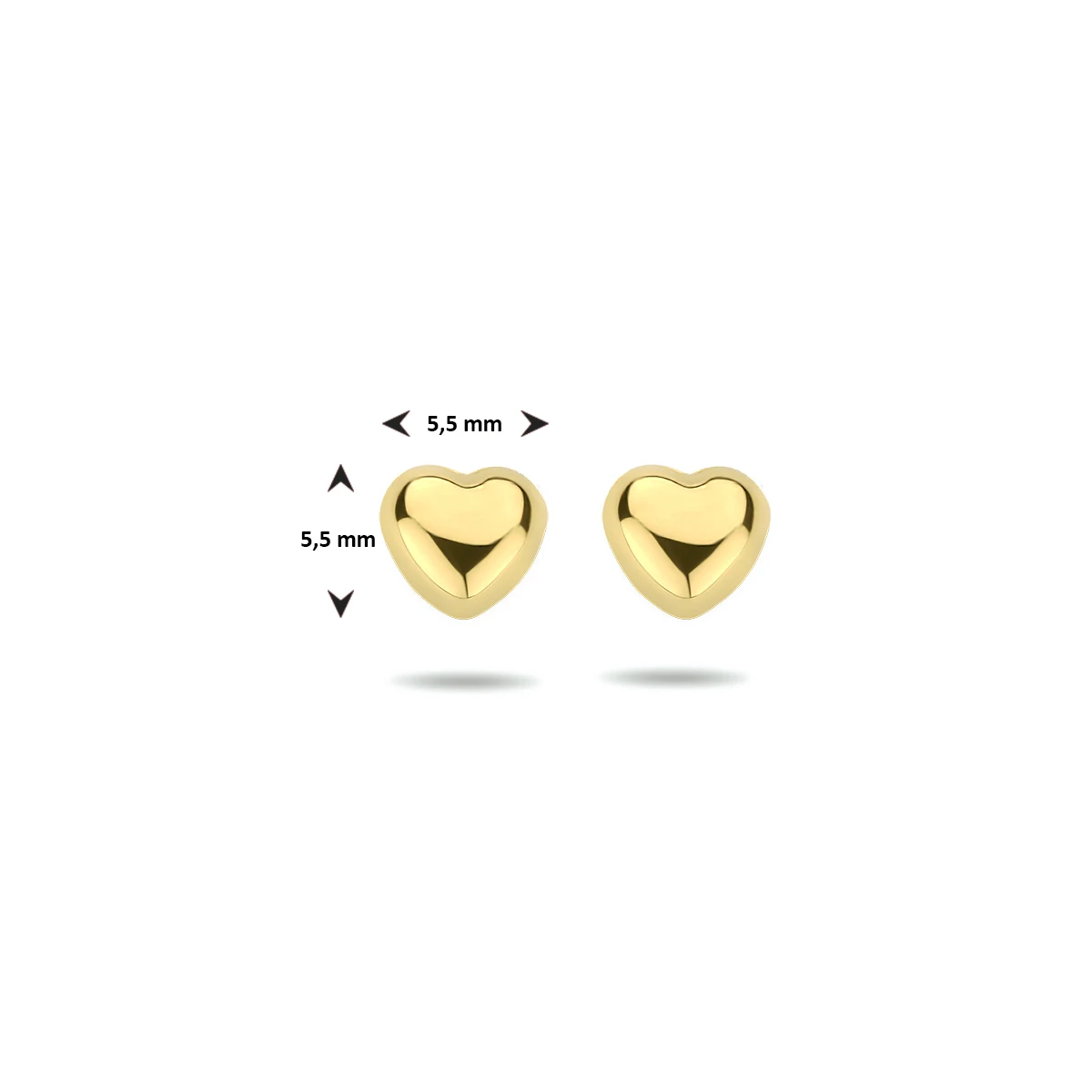 oorknoppen hart 14K geelgoud