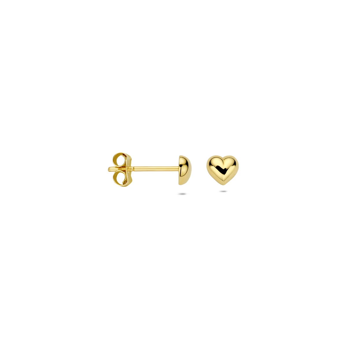 oorknoppen hart 4 mm 14K geelgoud