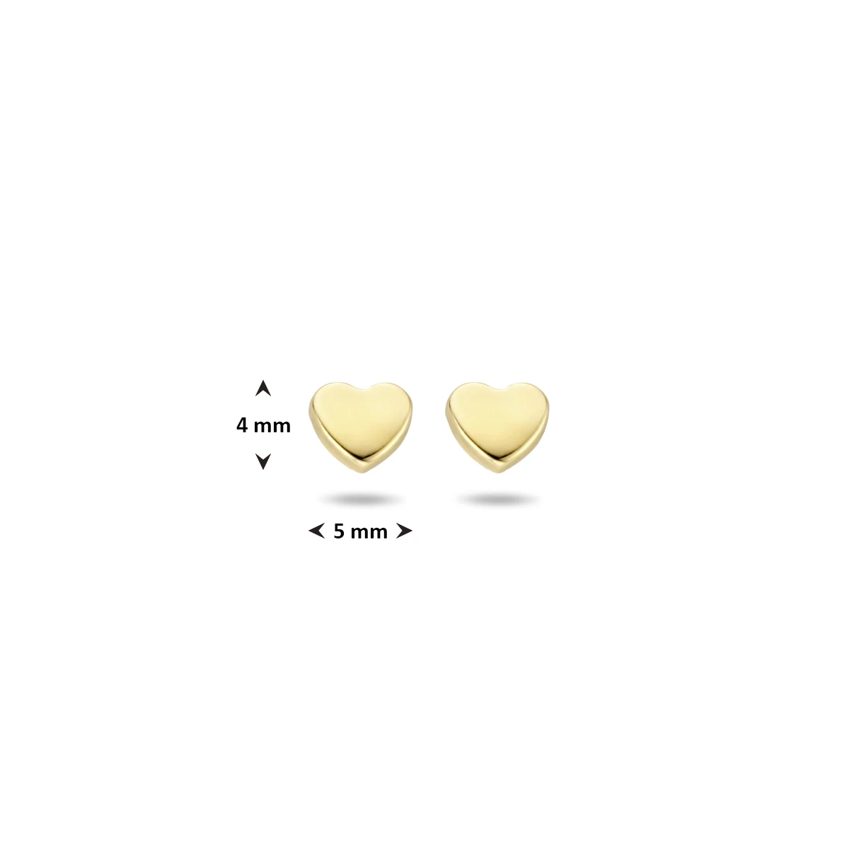 oorknoppen hart 4 mm 14K geelgoud