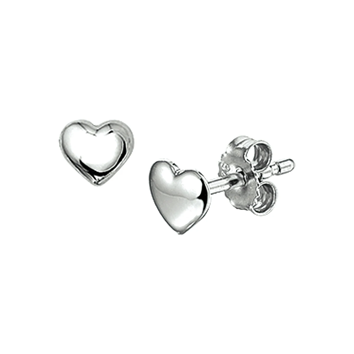 oorknoppen hart 5 mm zilver gerhodineerd