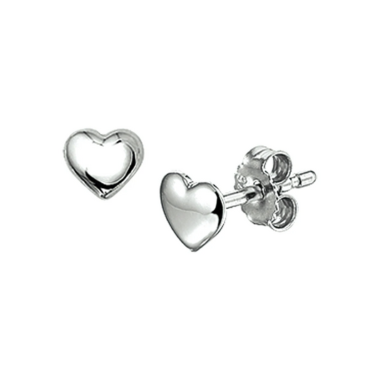 oorknoppen hart 5 mm zilver gerhodineerd