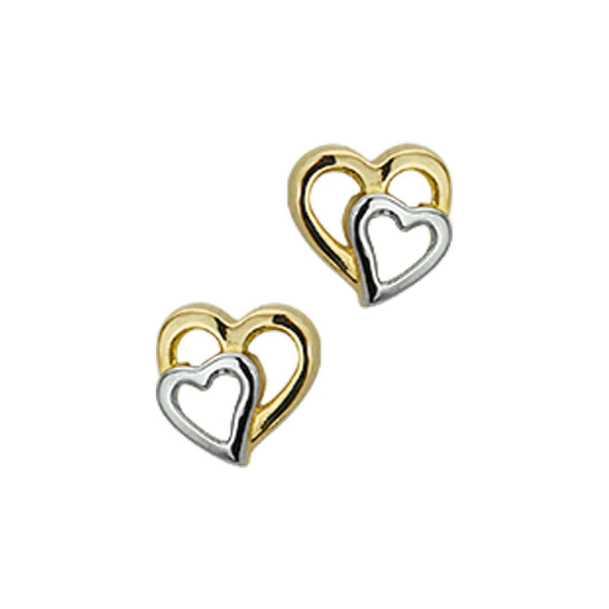 oorknoppen hart bicolor gestift 14K geelgoud