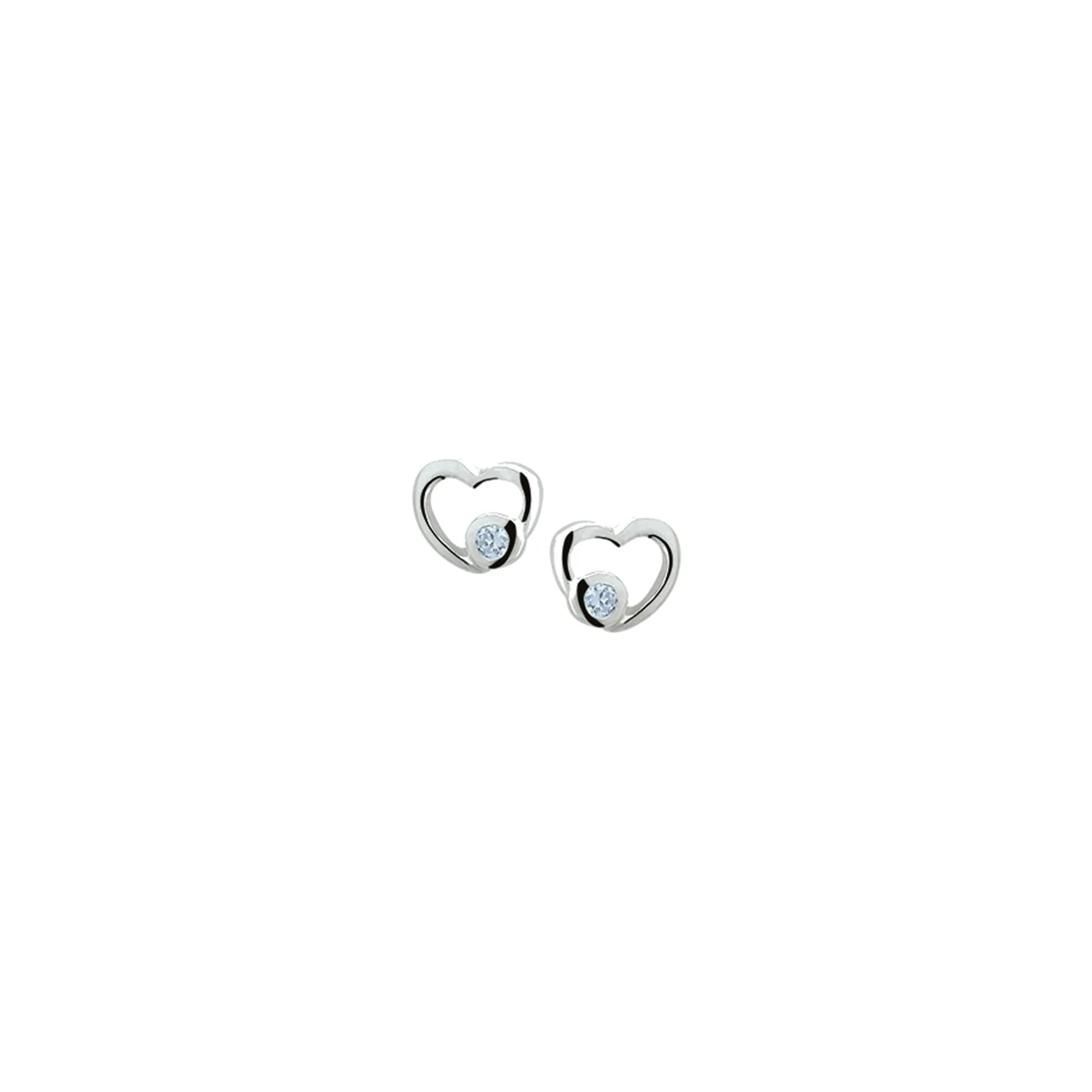 oorknoppen hart blauw zirkonia zilver wit