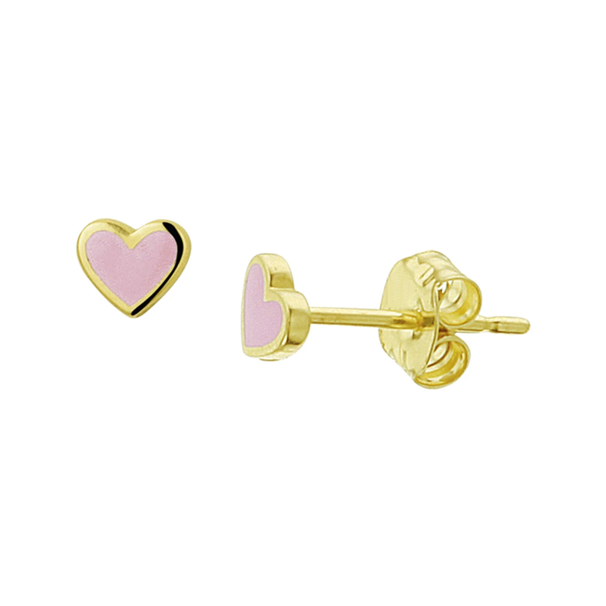 oorknoppen hart emaille 14K geelgoud